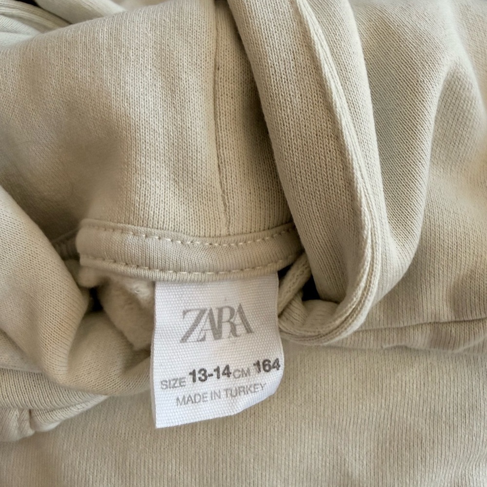 Zara Beige Twofer Sweatshirt with Attached Shirttail kids 14 women’s small - Picture 3 of 4